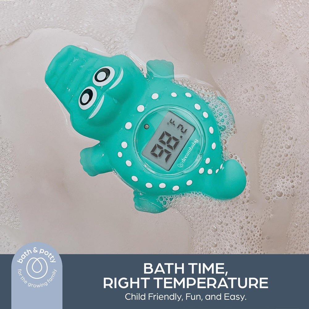 Dreambaby crocodile bath thermometer digital display close-up for clear temperature readings