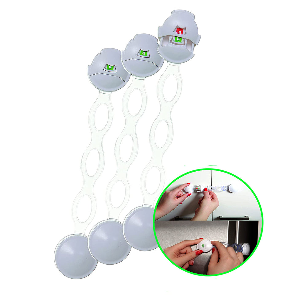 Dreambaby Ezy-Check latch white 3-pack for multiple rooms.