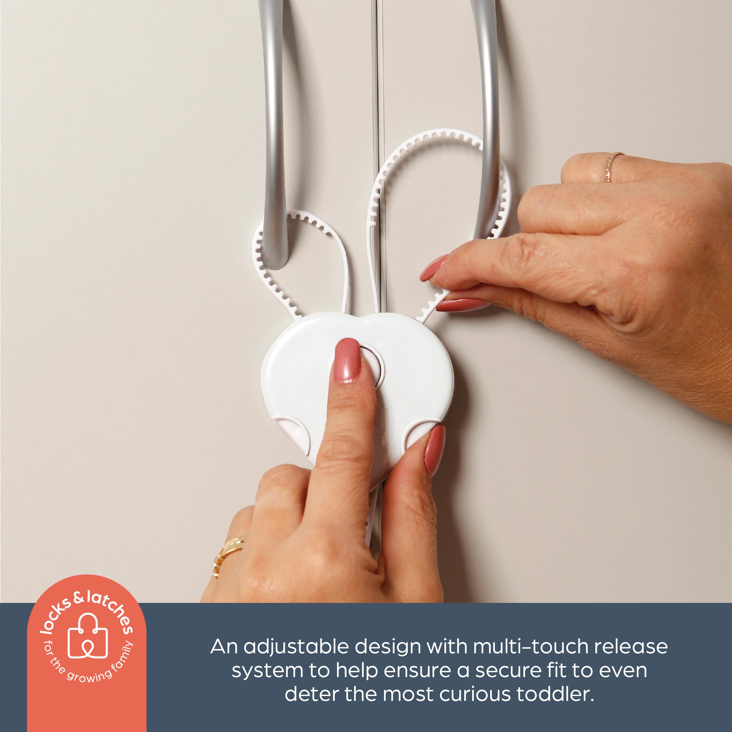 Dreambaby Flexi-Lock in a toddler zone highlighting safe, controlled access.