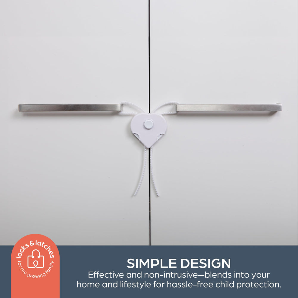 Dreambaby Flexi-Lock installation shown without tools on a kitchen cabinet.