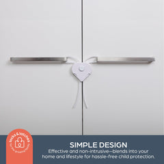 Dreambaby Flexi-Lock installation shown without tools on a kitchen cabinet.