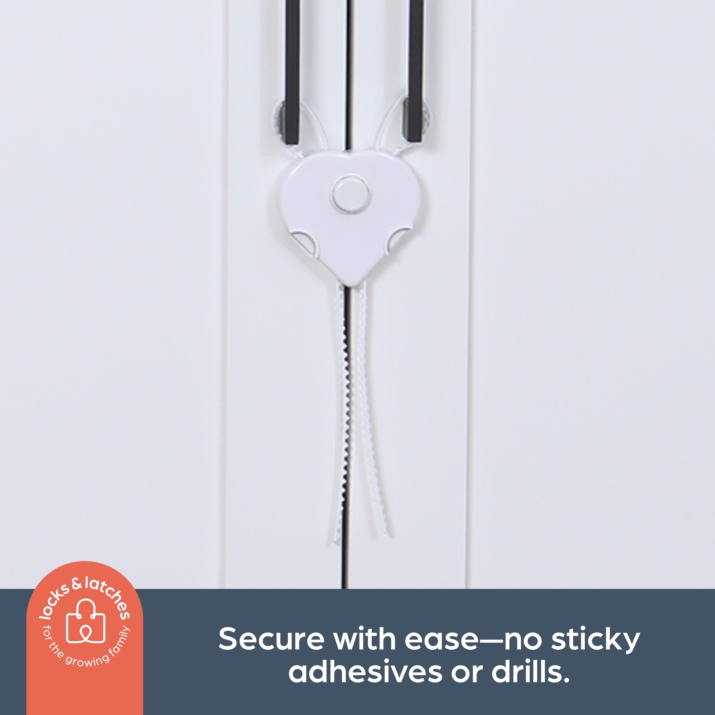 Dreambaby Flexi-Lock used while traveling to secure a rental cabinet.