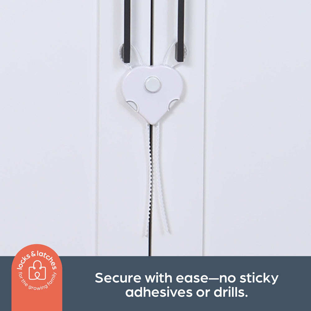 Dreambaby Flexi-Lock used while traveling to secure a rental cabinet.