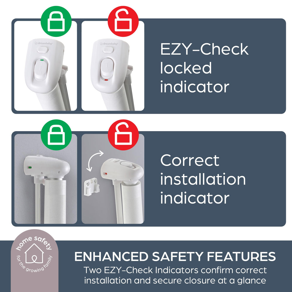 Dreambaby Glide N Hide hardware-mounted design blends with decor and keeps the gate stable.