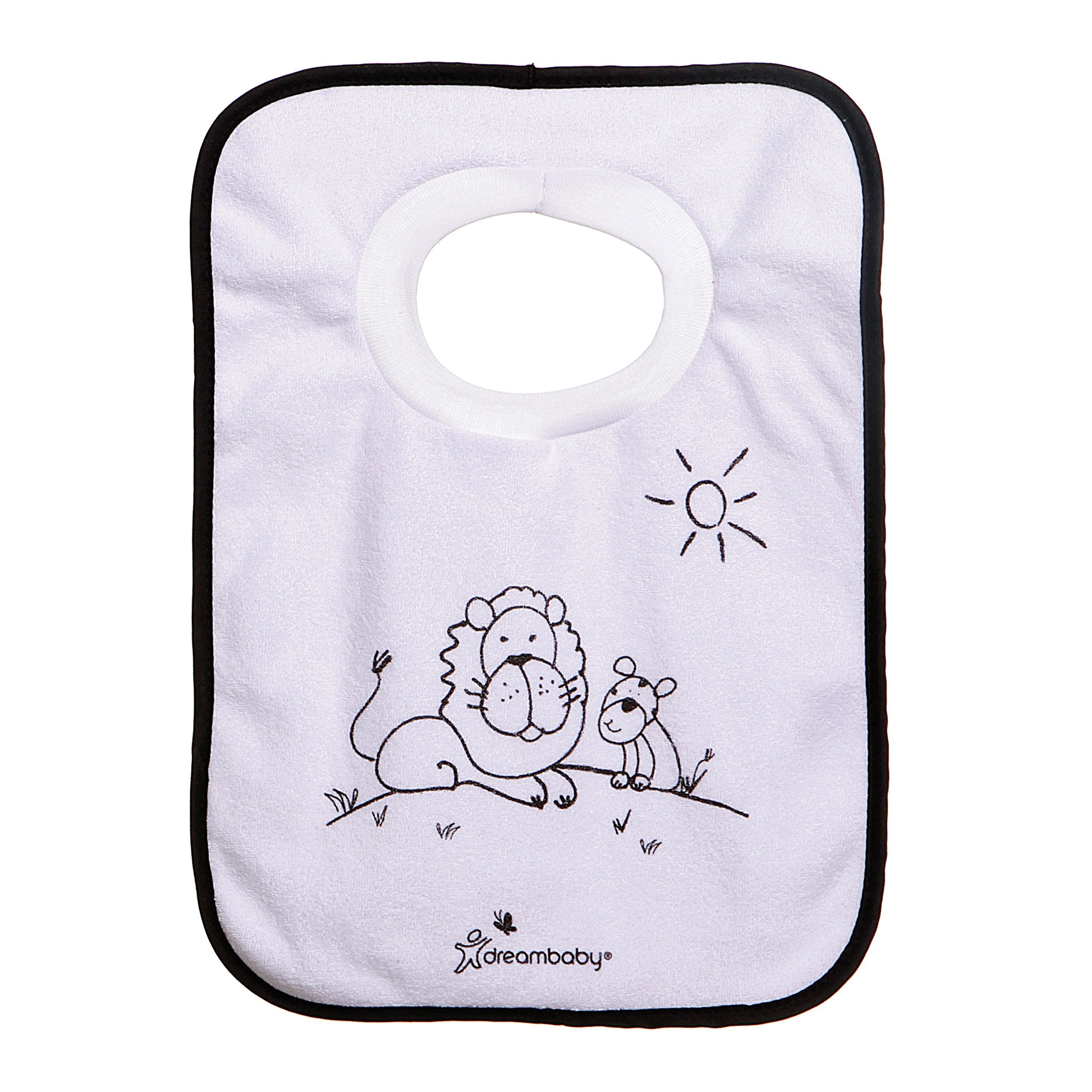 Dreambaby large-fit bib on toddler demonstrates secure, comfortable meals