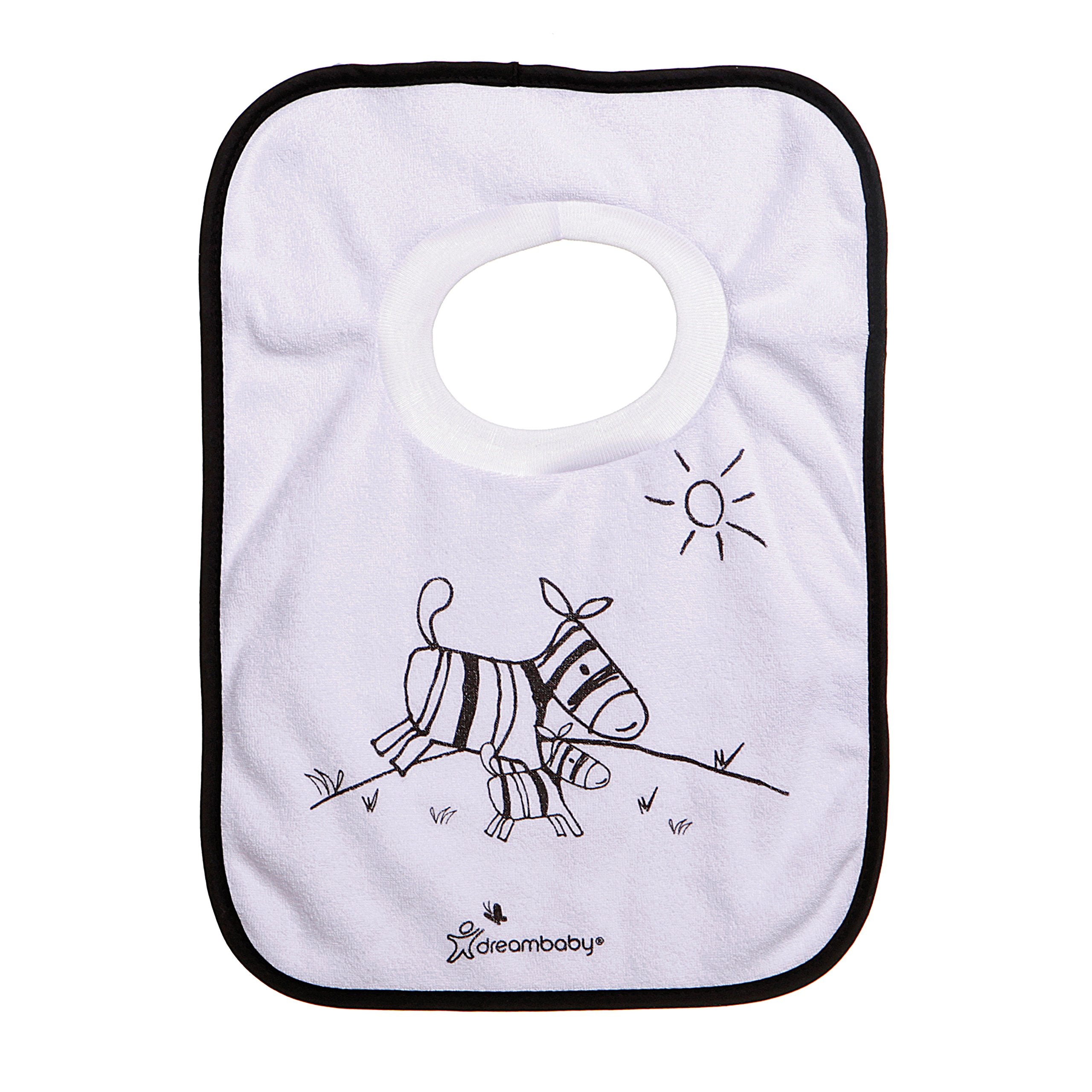 Dreambaby machine-washable bib demonstrates effortless cleaning after messes