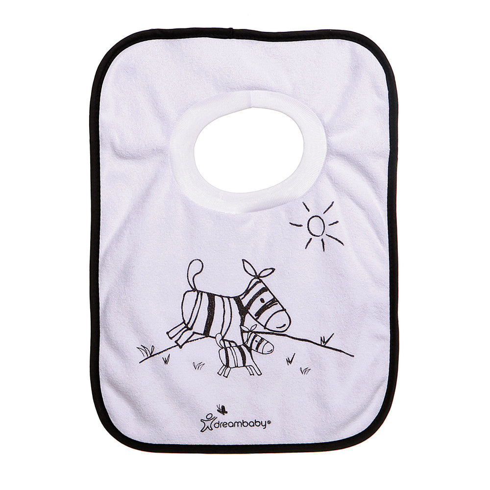 Dreambaby machine-washable bib demonstrates effortless cleaning after messes
