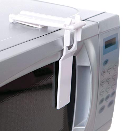 Dreambaby microwave appliance door latch in white helps keep curious kids safe and access controlled.