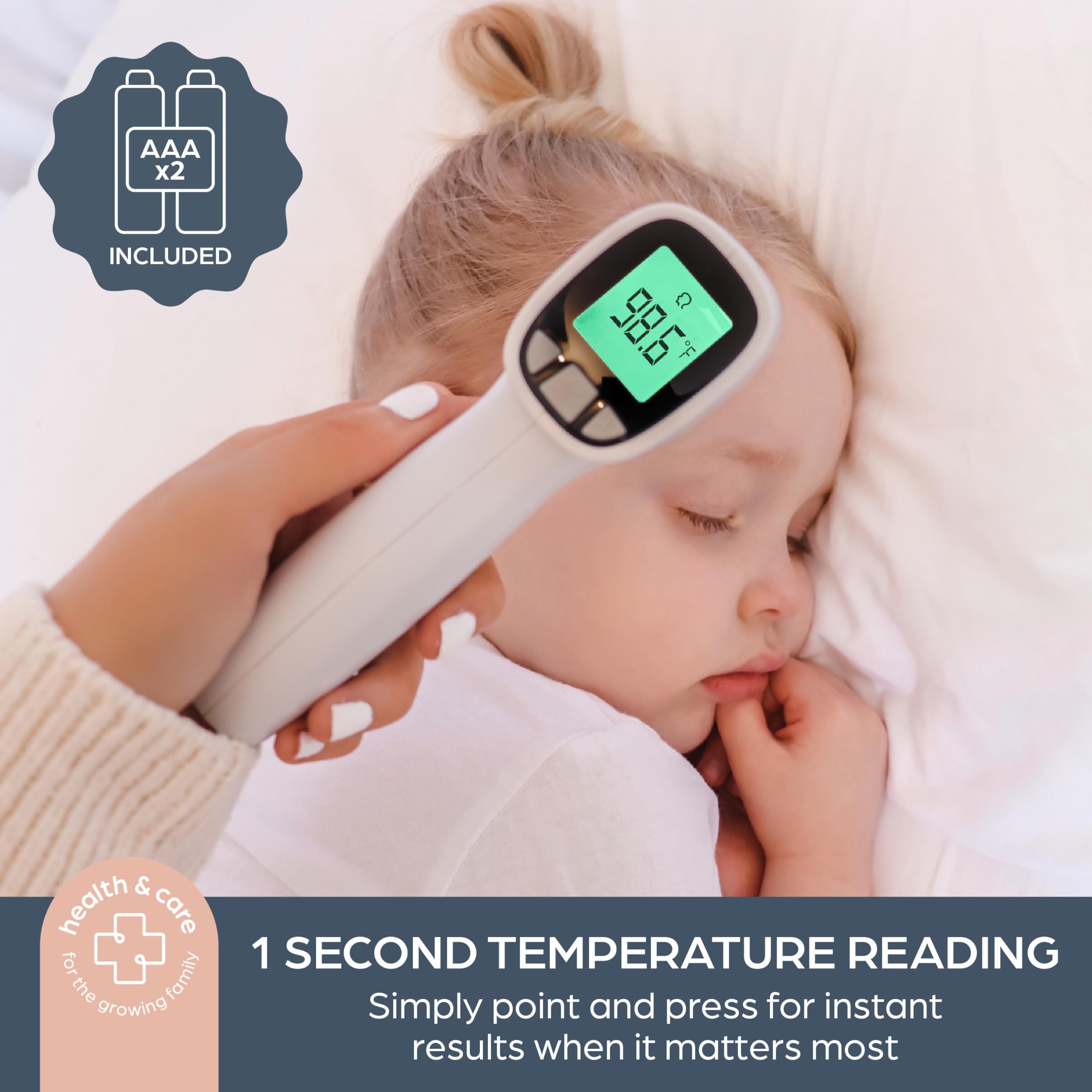 Dreambaby no-contact forehead thermometer fever alert with red/green display