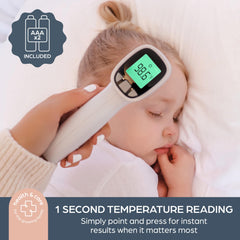 Dreambaby no-contact forehead thermometer fever alert with red/green display