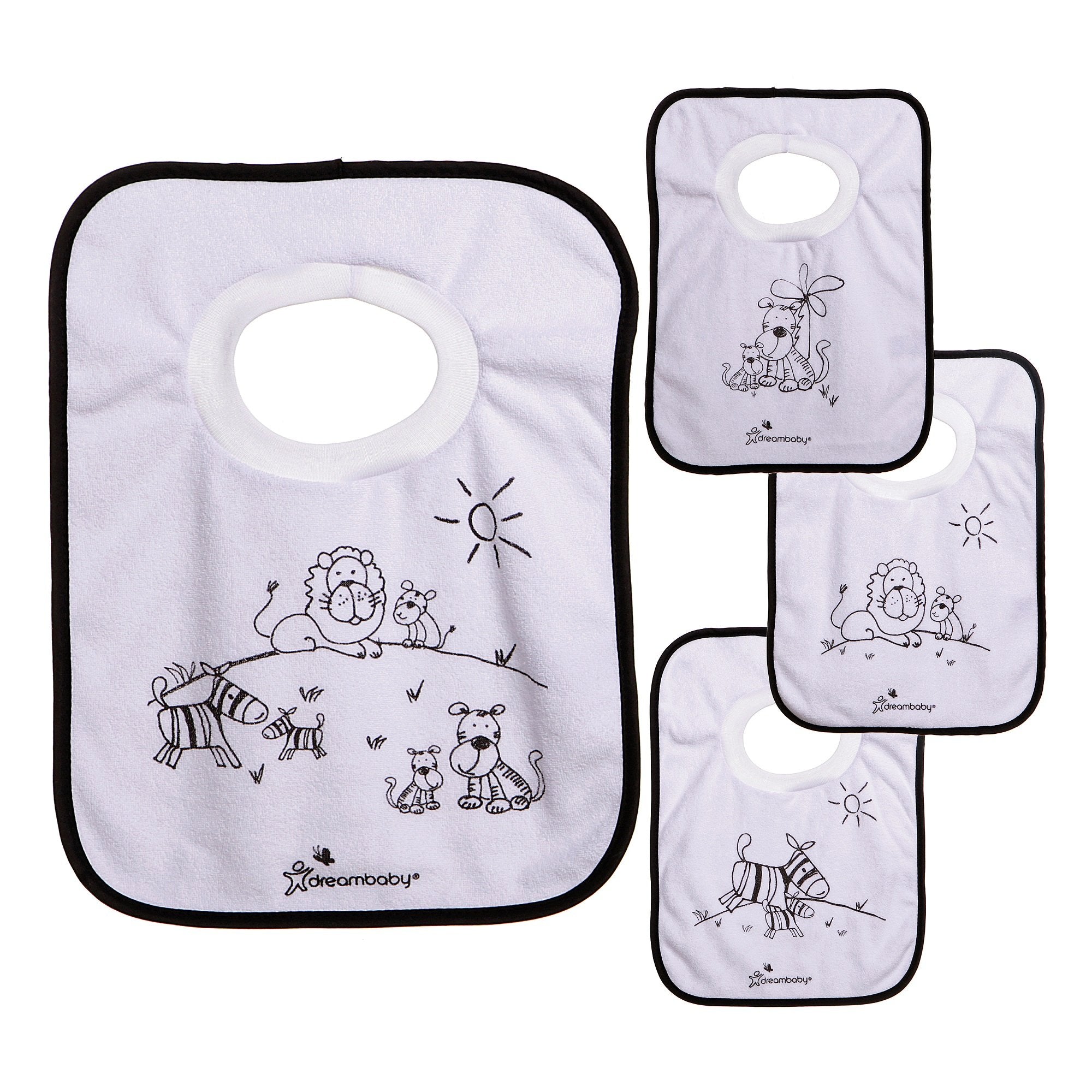 Dreambaby pullover bib terry closeup shows absorbent drool control for busy babies