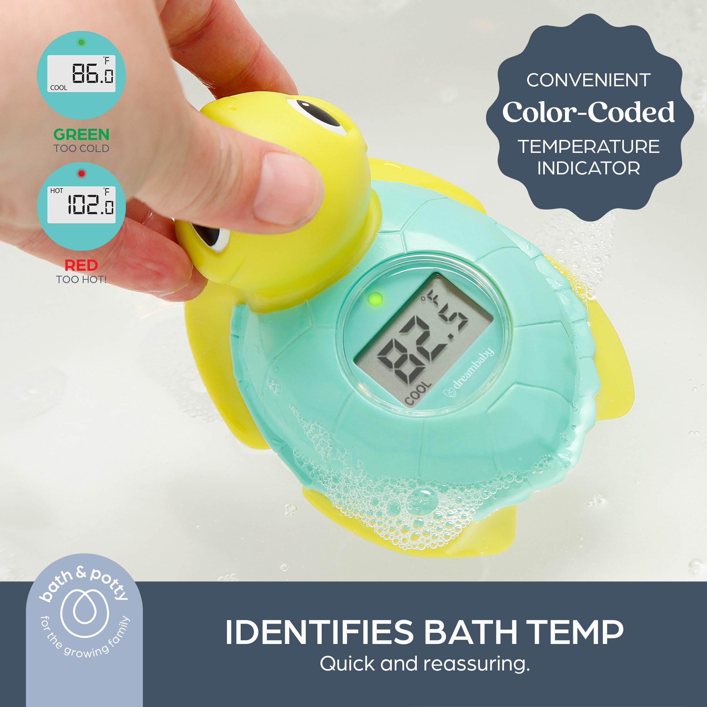 Dreambaby room-temperature turtle thermometer helps parents maintain a comfortable nursery environment.