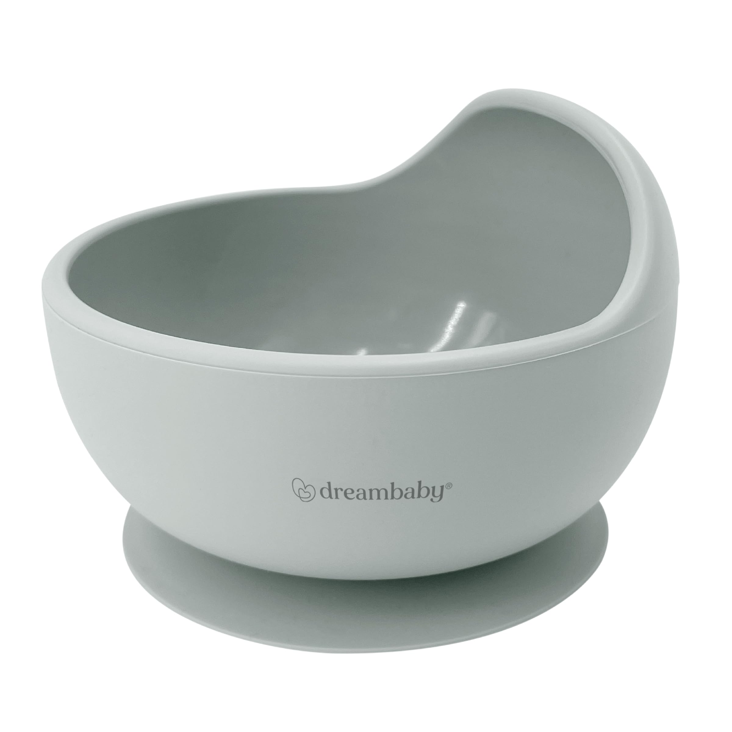 Dreambaby silicone suction scooper bowl seafoam front view with elevated edge for self-feeding.