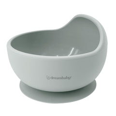Dreambaby silicone suction scooper bowl seafoam front view with elevated edge for self-feeding.