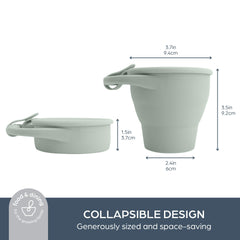 Dreambaby silicone toddler snack cup expanded to full height for snacks on the go.