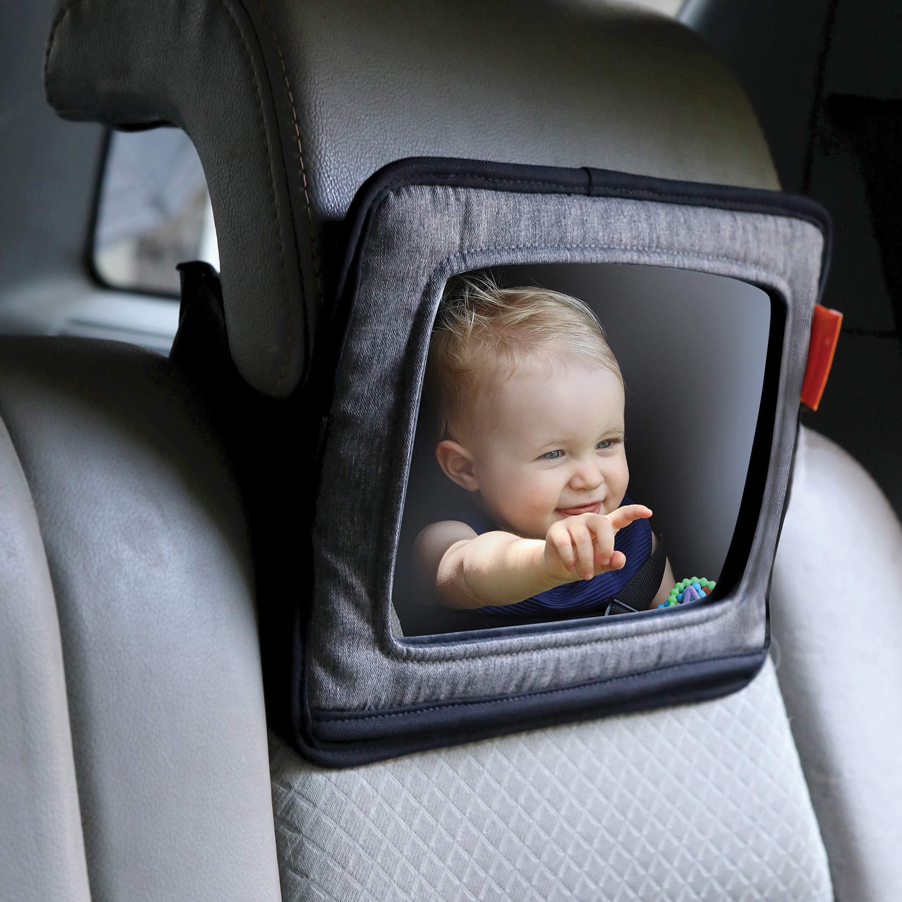 Dreambaby tablet holder supports iPads and Android tablets up to 9.5 by 7.4 inches.