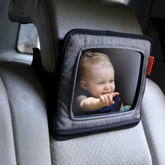 Dreambaby tablet holder supports iPads and Android tablets up to 9.5 by 7.4 inches.