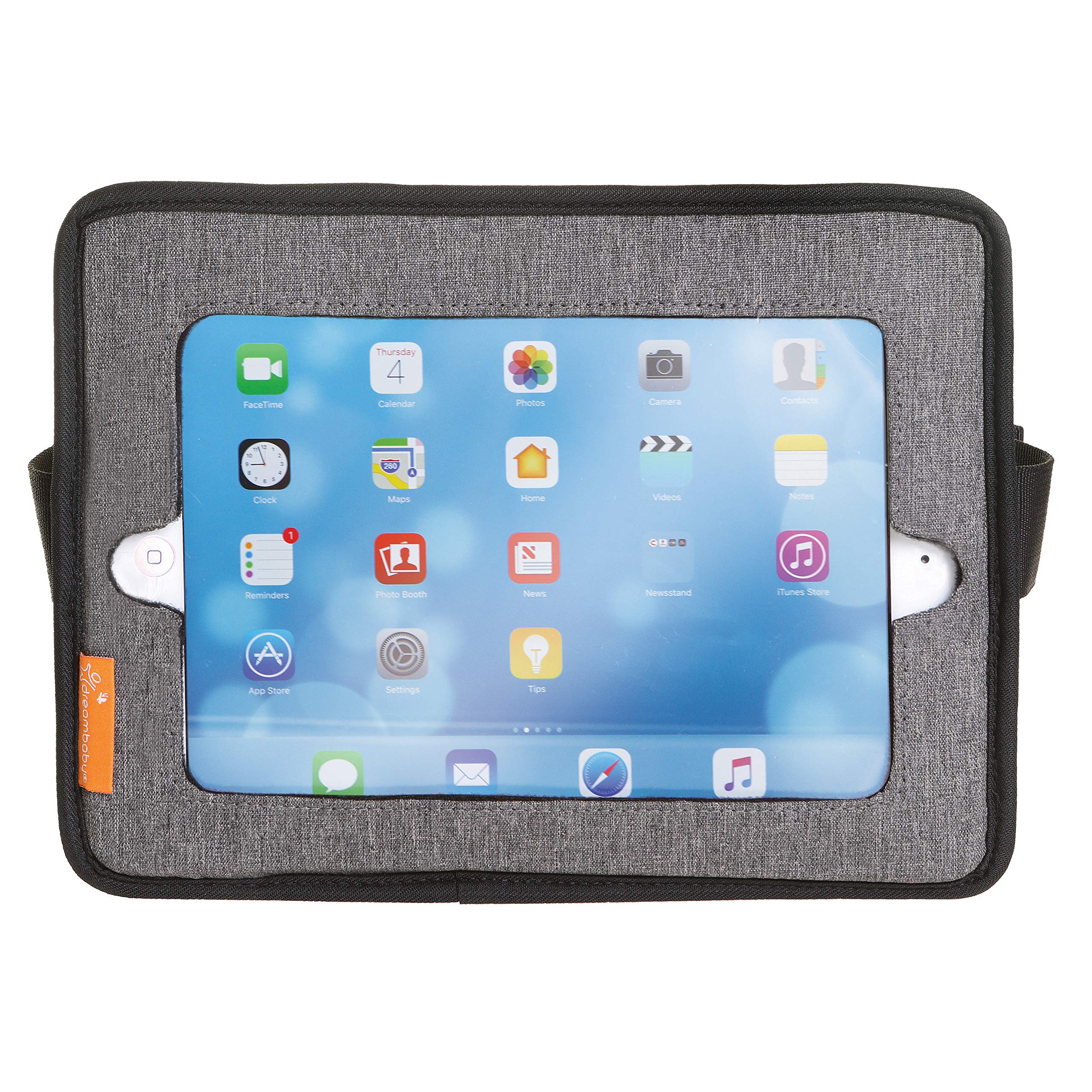 Dreambaby tablet holder side keeps tablets secure and reachable during trips.