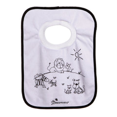 Dreambaby teething drool area features soft fabric for gentle teething comfort