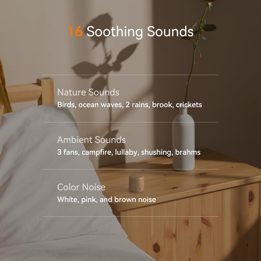 Dreamegg 18-sounds library offers customizable soundscapes for varied environments.