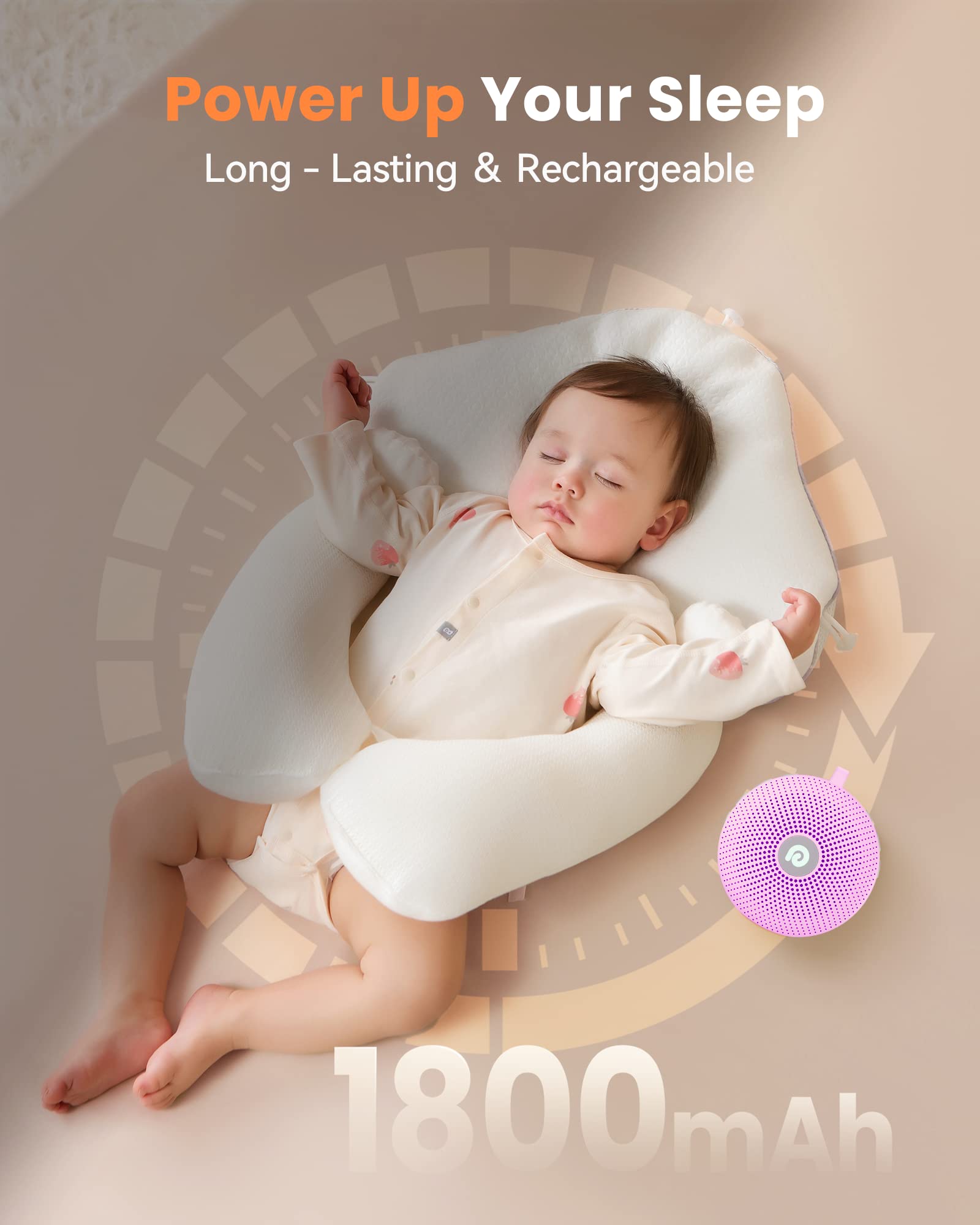Dreamegg Baby Sleep Soother 21-sound library provides versatile options for baby and adults.