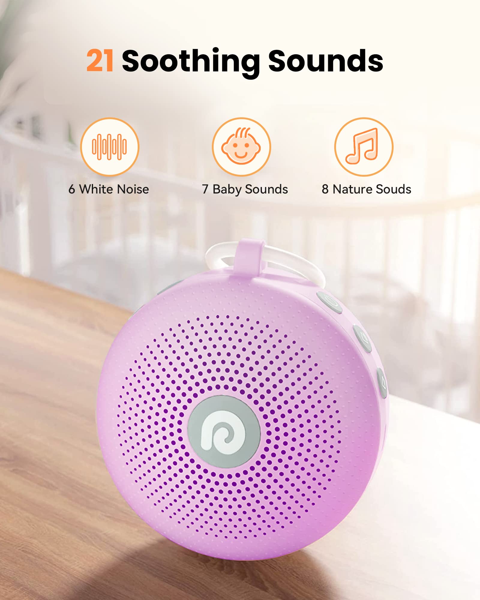 Dreamegg Baby Sleep Soother 1800mAh battery supports all-night use.