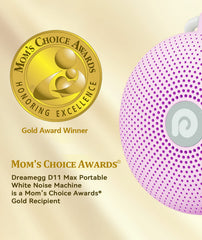 Dreamegg Baby Sleep Soother front view shows compact, portable bedside sleep aid.