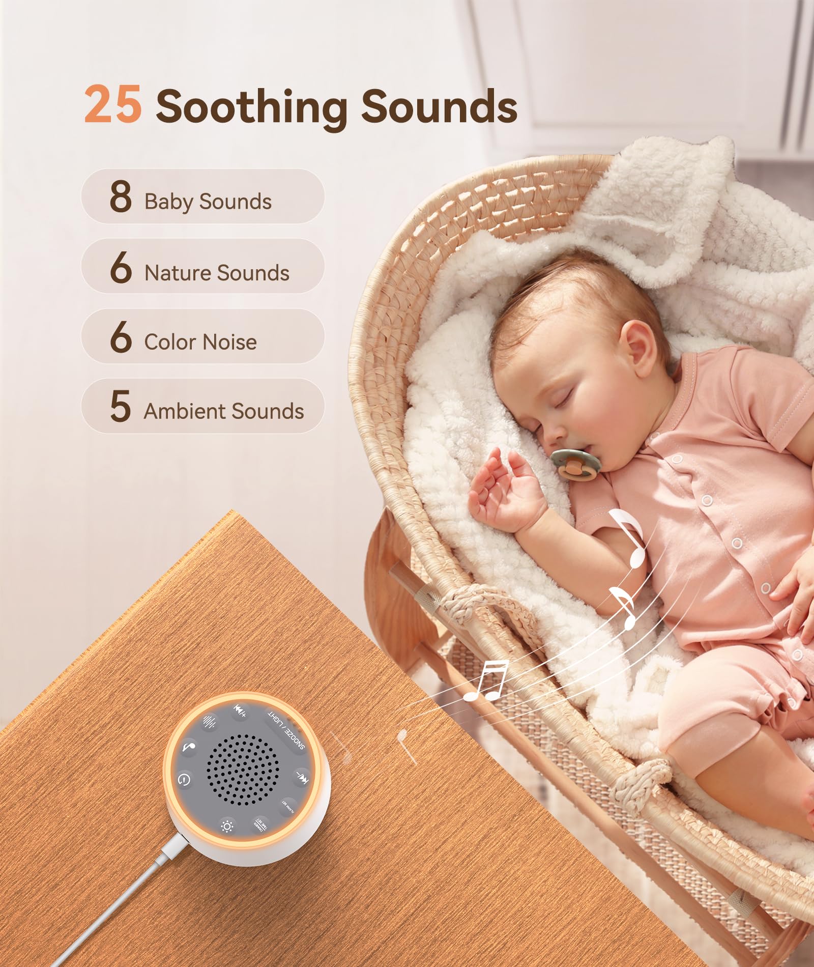 Dreamegg sound machine 25-calming-sounds collection for quiet bedtime routines.