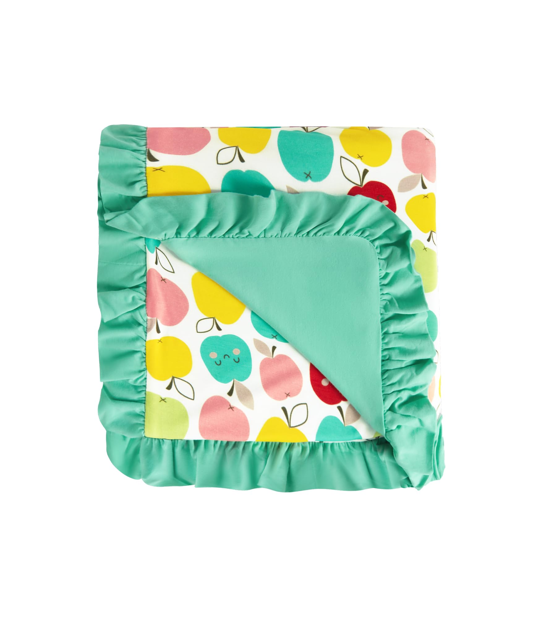 DREAMHALO Apple blanket close-up shows bamboo fabric softness for baby comfort.