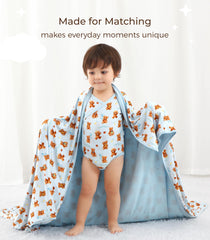 DREAMHALO nursery setting highlighting large 50x50 size and durable seams