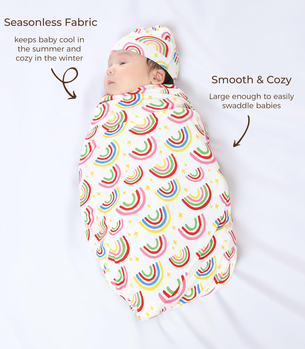 DREAMHALO milk eggs design swaddle blanket ideal for daily newborn outings.