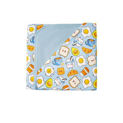 DreamHalo premium baby blanket blue breakfast folded, showcasing softness and breathing fabric