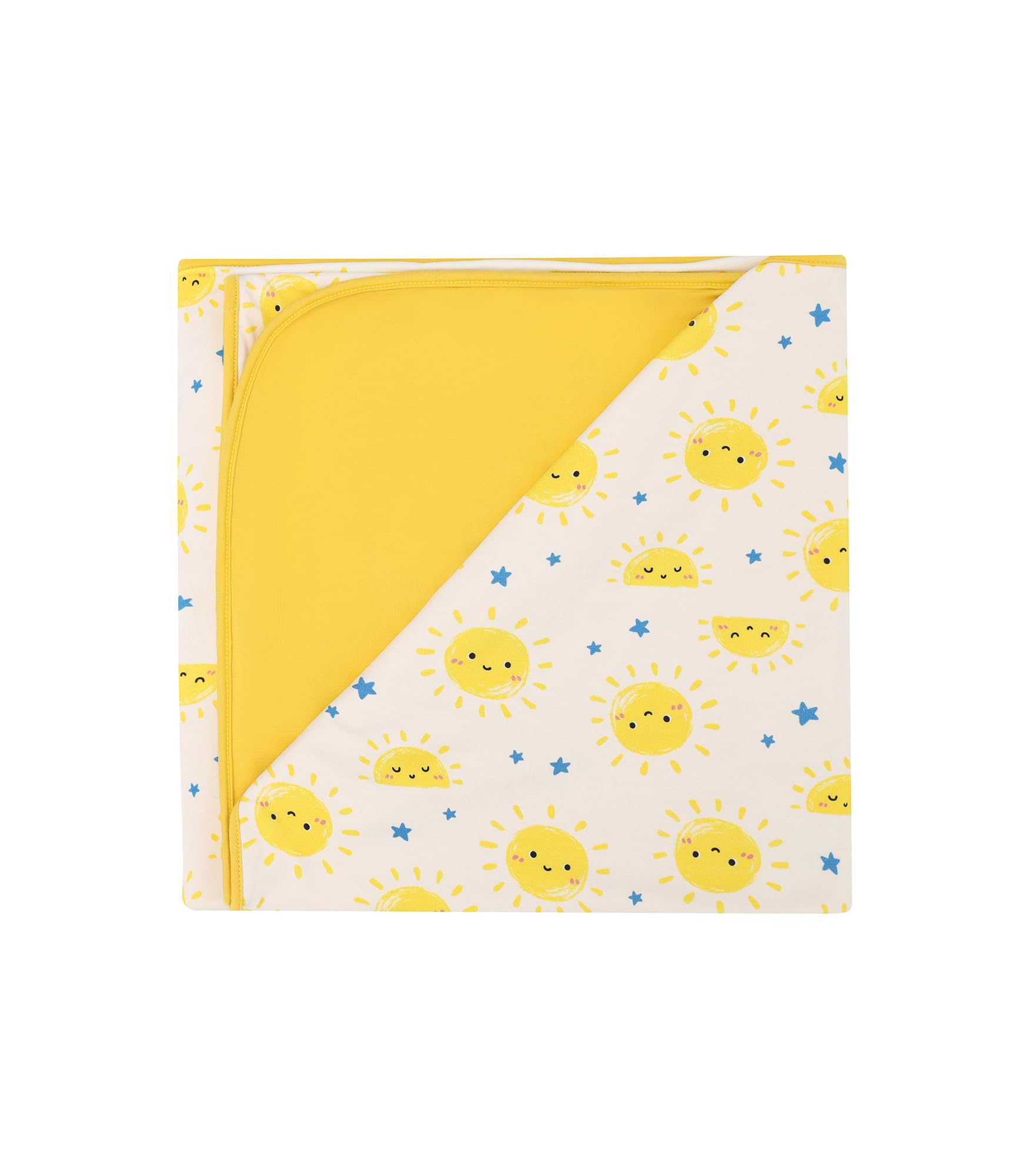 DREAMHALO Premium Baby Blanket folded in sun color showing buttery-soft bamboo viscose for all-season comfort.
