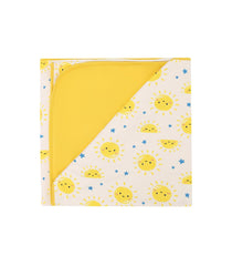 DREAMHALO Premium Baby Blanket folded in sun color showing buttery-soft bamboo viscose for all-season comfort.