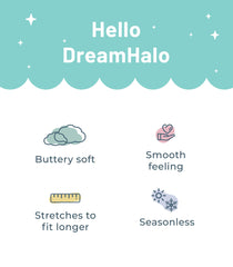 DREAMHALO premium baby blanket swaddle-style demonstrates versatile wrap for soothing newborns and long wear.