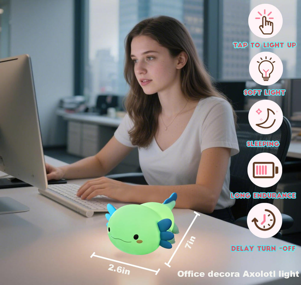 DREAMING MY DREAM Axolotl night light with adjustable brightness for comfort.