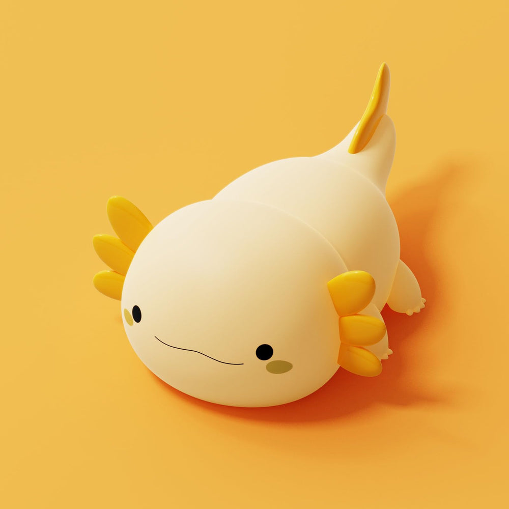 Dreaming My Dream Axolotl Night Light glows softly at the bedside for a calming bedtime routine.