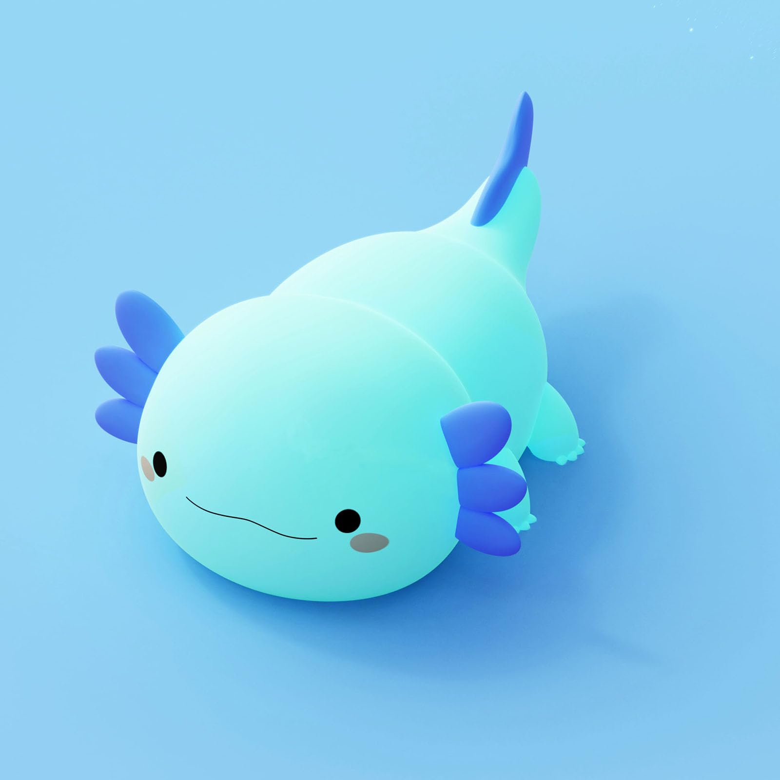 DREAMING MY DREAM Axolotl night light on bedside table with gentle, eye-friendly illumination.