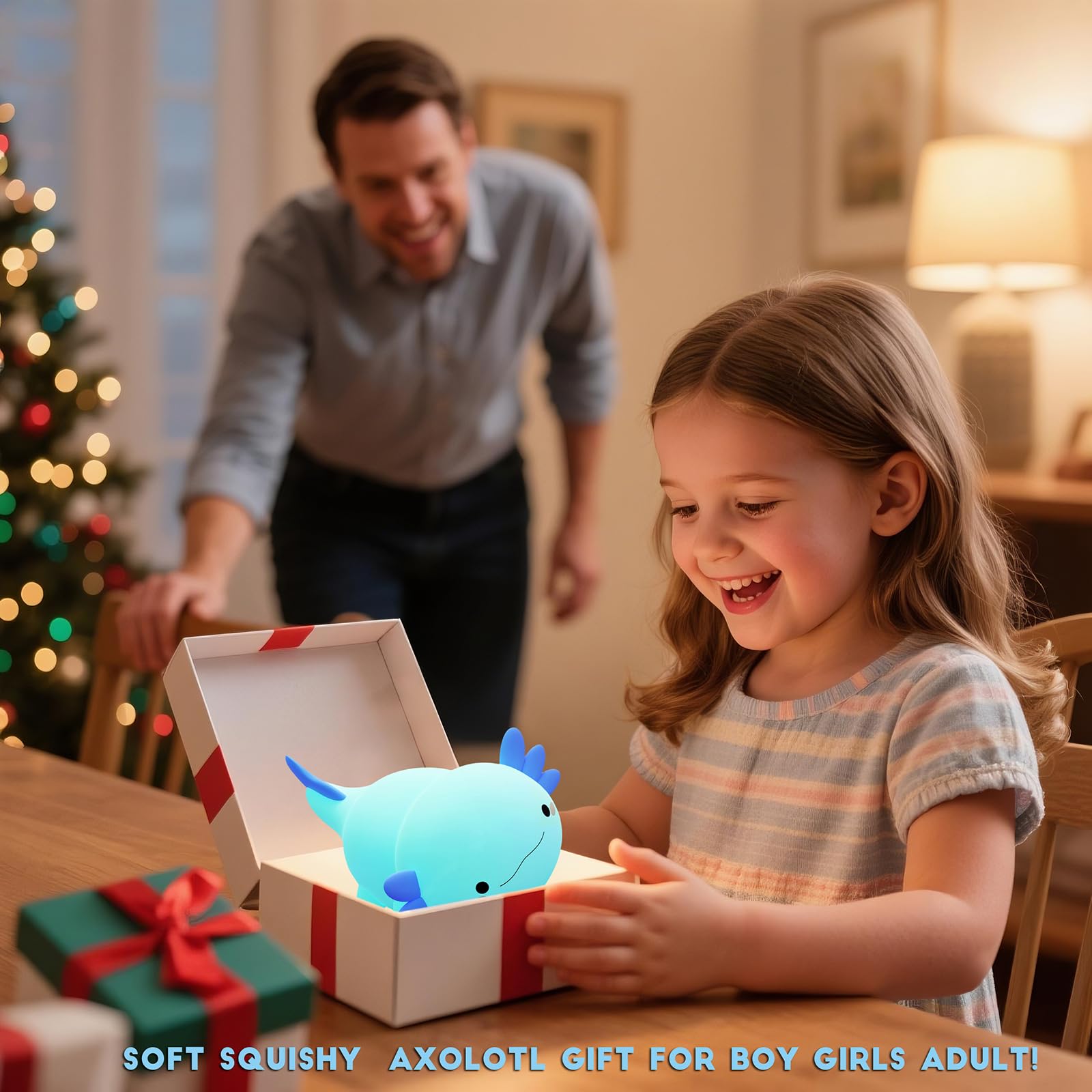 DREAMING MY DREAM Axolotl night light portable and cordless for travel.