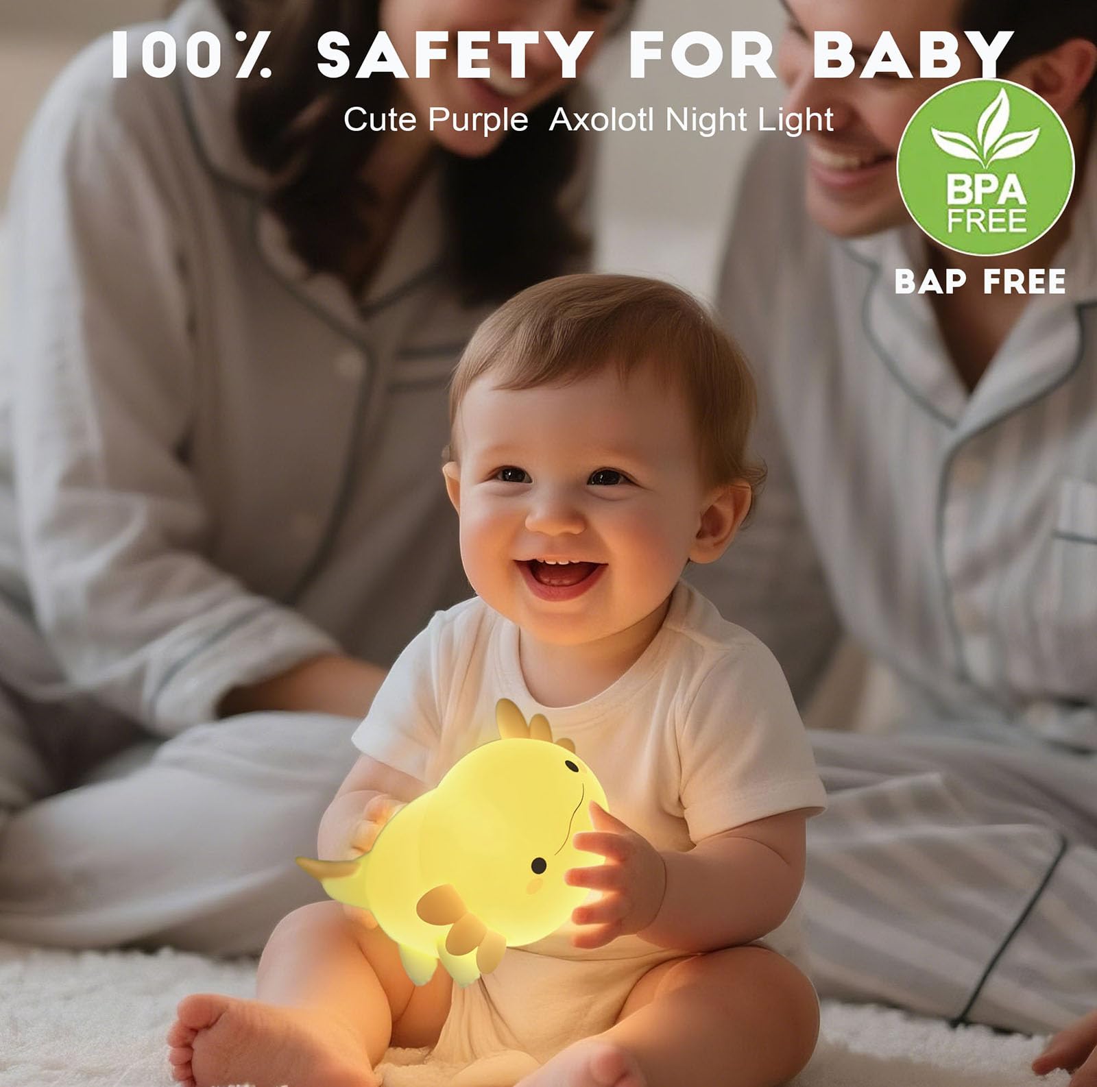 Dreaming My Dream Axolotl Night Light includes a timer function for gentle sleep routines.