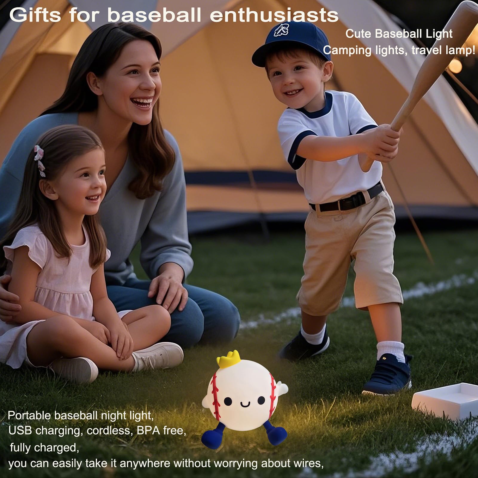 DREAMING MY DREAM adjustable brightness baseball night light for soft bedtime illumination.