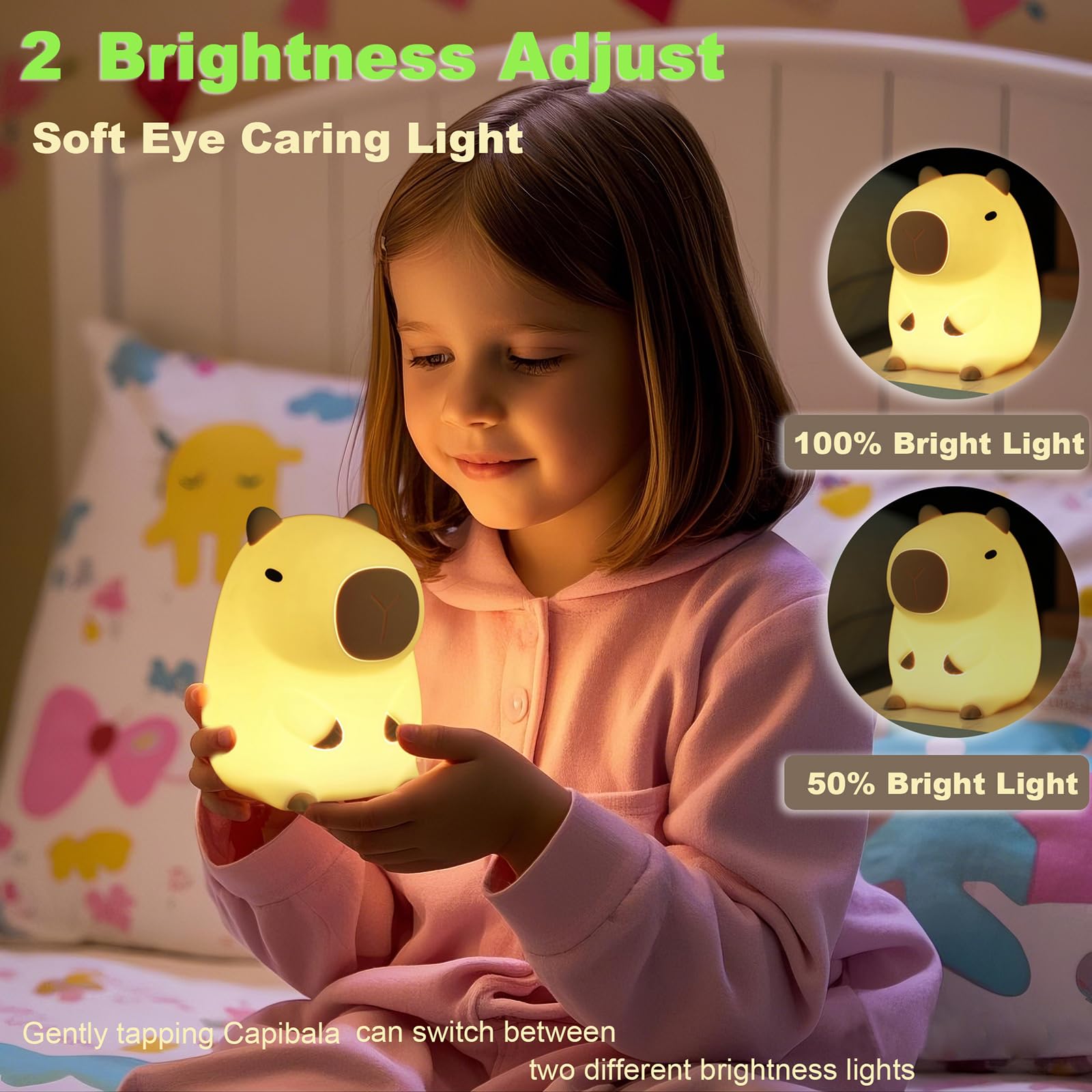 DREAMING MY DREAM Capybara lamp detail silicone, soft kneadable texture for tactile play.