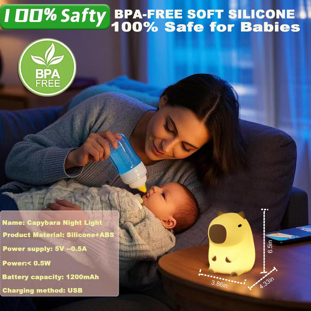 DREAMING MY DREAM Capybara lamp rechargeable battery, USB charging for night use.