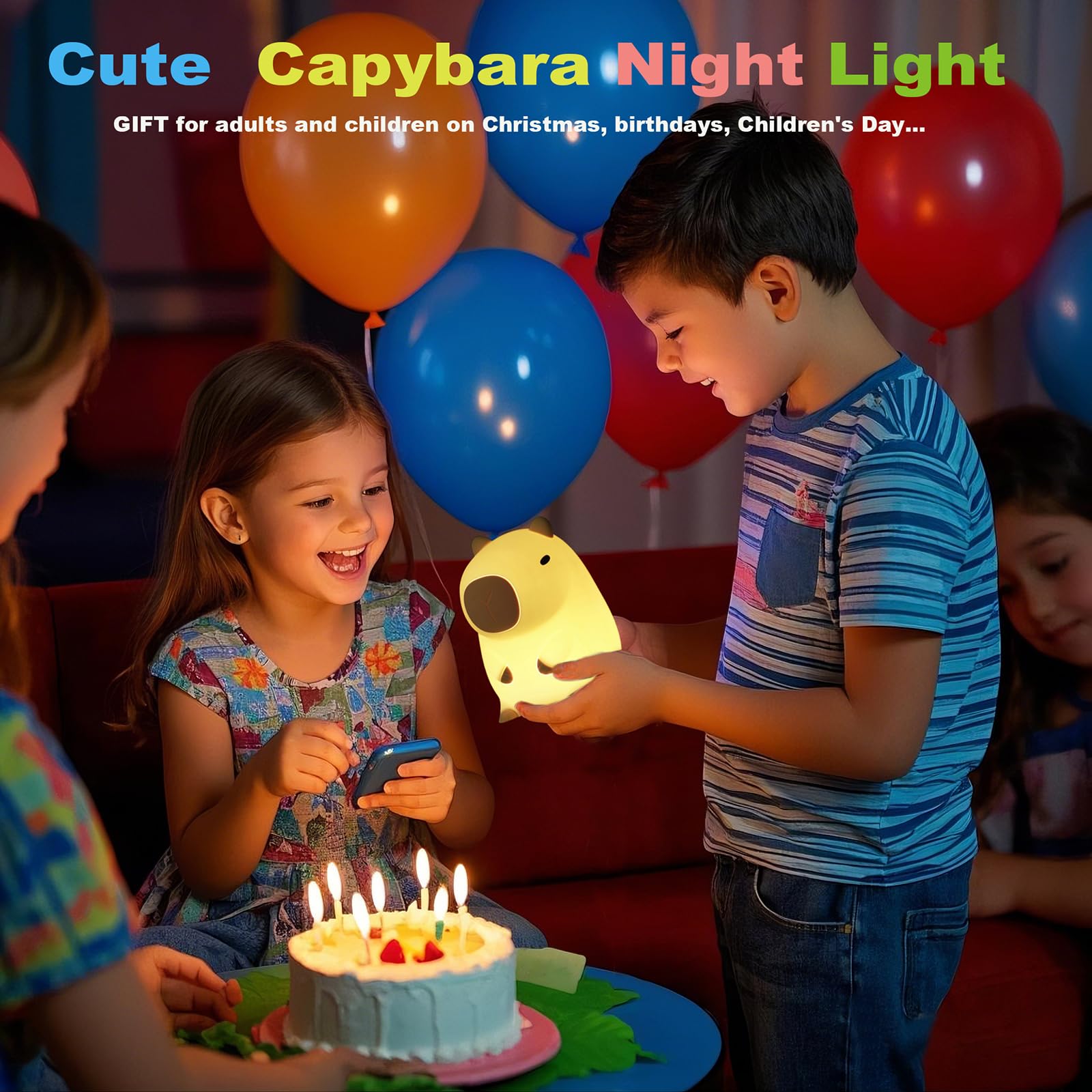 DREAMING MY DREAM Capybara lamp tap control, easy brightness change with a touch.