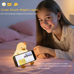 DREAMING MY DREAM duck night light bedside shot demonstrates portable cordless use.