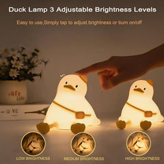 DREAMING MY DREAM duck night light closeup silicone emphasizes kneadable, tactile silicone.