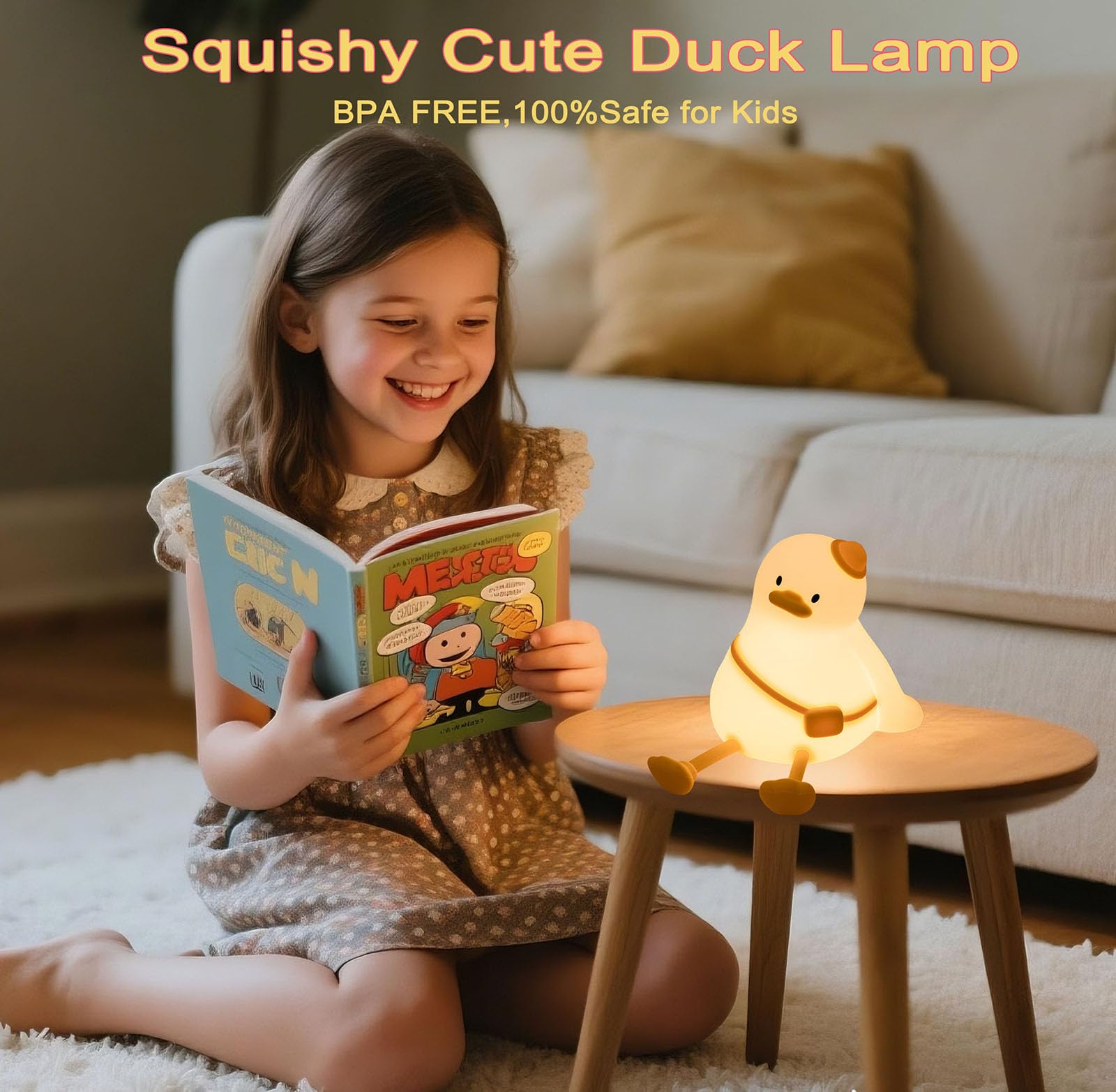 DREAMING MY DREAM duck night light recharge cable shows freedom from frequent charging.