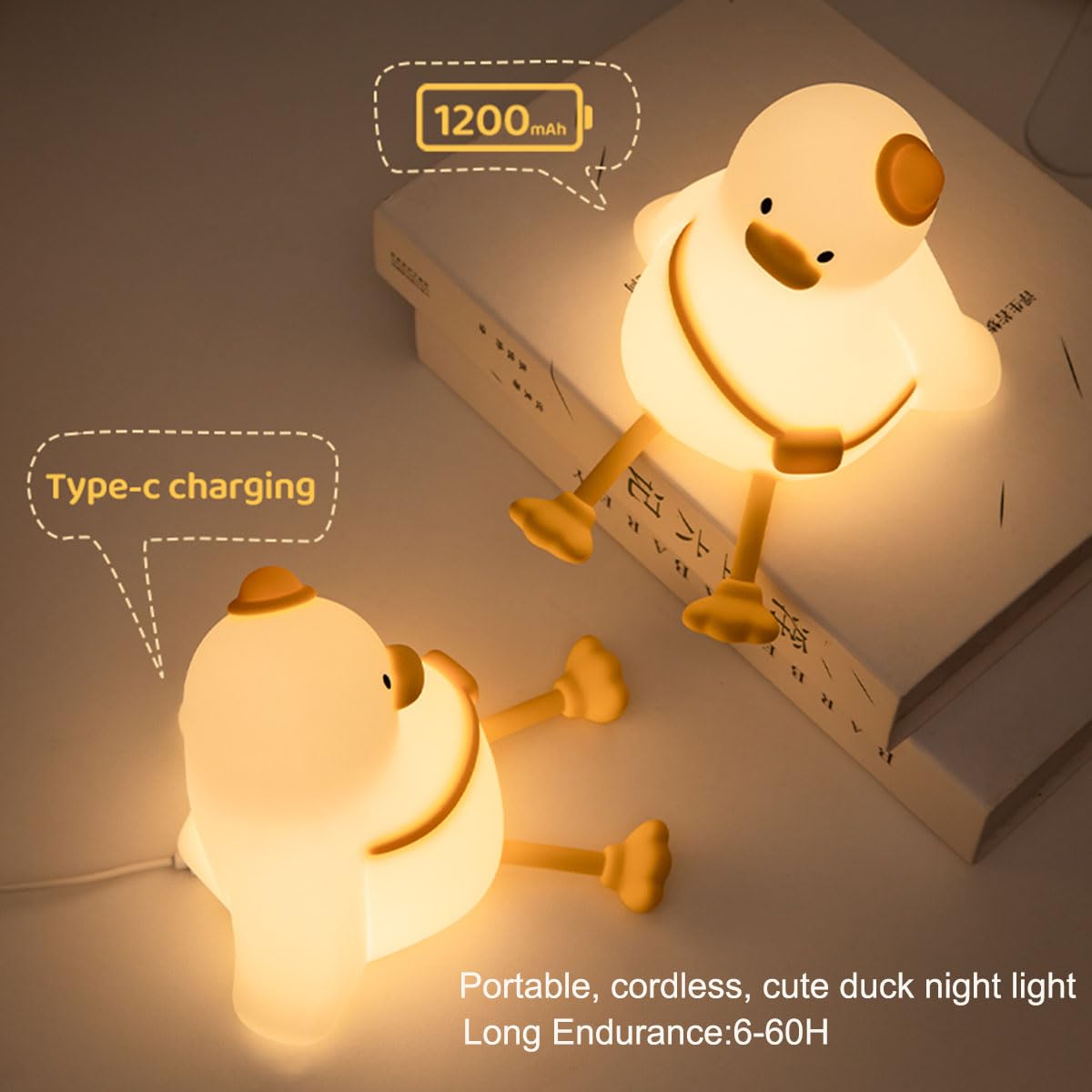 DREAMING MY DREAM duck night light timer function demonstrates 30-minute off timer.