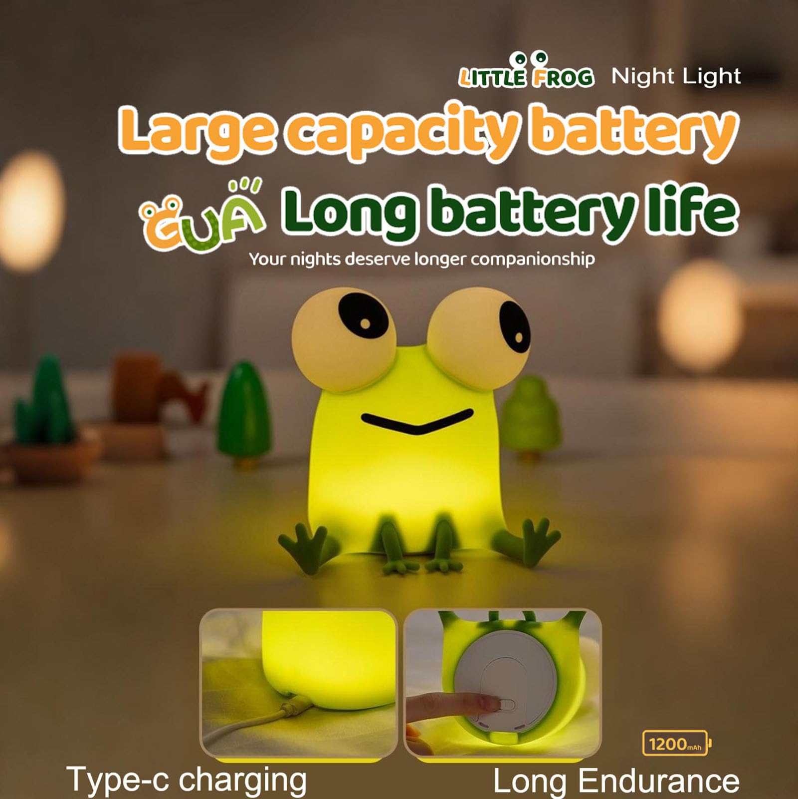 DREAMING MY DREAM Frogs Night Light 30-minute timer feature in action