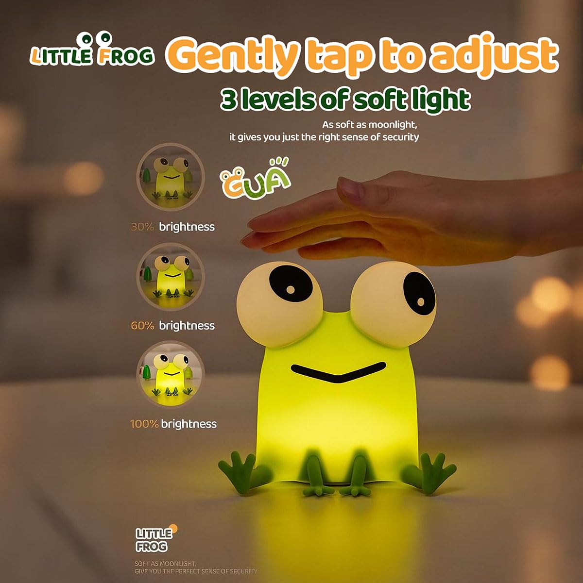 DREAMING MY DREAM Frogs Night Light soft glow in nursery setting for sleep